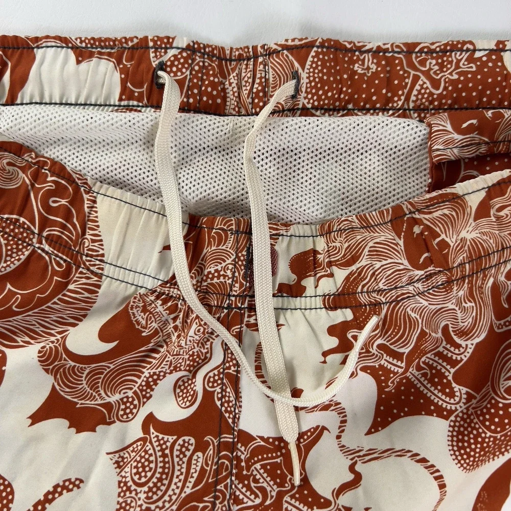 American Eagle Swim Trunks‎ Men’s Brown Pattern Board Shorts Tropical Beach Sz.M